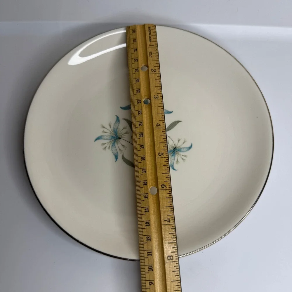 Homer Laughlin Triumph Cynthia Salad Plate Blue Floral Silver Trim USA